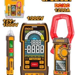 INGCO COS24069 3 Pcs Electrical Test Kit Combo Digital Multimeter,Voltage Tester & AC DC Clamp Meter
