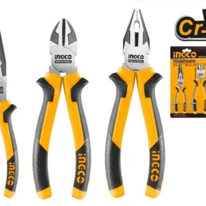 Ingco HKPS28318 8" Combination Plier, 6" Long Nose Plier & 6" Diagonal Cutting Plier 3 Pcs Set