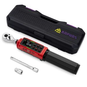KROST 1/4″ Drive Digital Torque Wrench, 0.33-22.1Ft.lbs/0.45-30Nm, Adjustable Electronic Torque Wrench Set with ±1% Accuracy, Vibration, Buzzer and LED Flash Notification for Bicycle, Bike