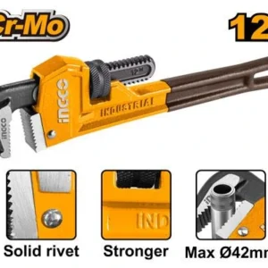 INGCO HPW0812 12"(300mm) Pipe Wrench With 42mm Max Clamping Diameter And Ductile Cast Iron Body