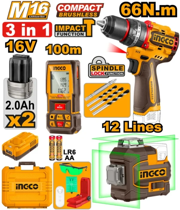 INGCO COSLI250995 Set of 3 cordless tools - KROST