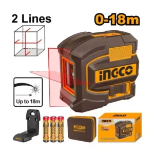 Ingco HLL156503 Self-Leveling Line Laser With Horizontal And Vertical Line Function 0~18 m Working Range LR6 AA (1.5V) Battery