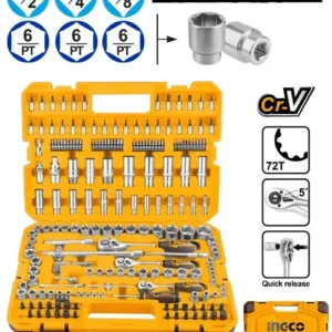 INGCO HKTS082016 201-Piece Tool Set, 1/4″, 3/8″, and 1/2″ Sizes.