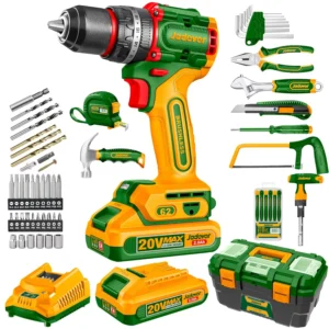 JADEVER JDDT4B119 20V Brushless Cordless Impact Drill 62Nm with 116Pcs Accessories,2Pcs 2.0Ah Battery and 1Pcs Charger