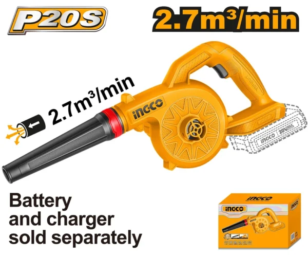 Ingco CABLI2078 20V Lithium-Ion Cordless Air Blower 2.7 m³/min Air volume Without Battery & Charger