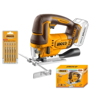 Ingco CJSLI1008 20V Cordless Jigsaw Machine 110mm With 5 Pcs Blades, 3000 RPM.