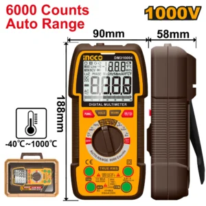 INGCO DM310004 Digital Multimeter Tester 1000V 6000 Counts.