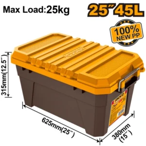 INGCO PBX2502 25Inch 45L Plastic Tool Box Load 25Kg Metal Buckle.