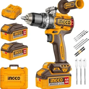 Ingco CIDLI209686 13mm 20V Cordless 3-In-1 Mode Metal Chuck Impact Drill With Battery-Charger & Accessories, Max Torque 96Nm