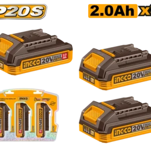 Ingco COSLI240311 3pc 20V Lithium-Ion 2.0 Ah Battery Value Pack.