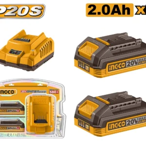 Ingco FBCPK1222 P20S 20V 2.0Ah Lithium-ion Battery & Charger Kit.