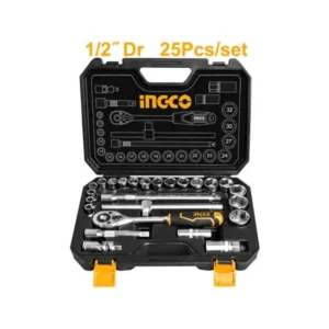 INGCO HKTS12251 Socket Set 25Pcs 1/2", Tool Kit for Home Use