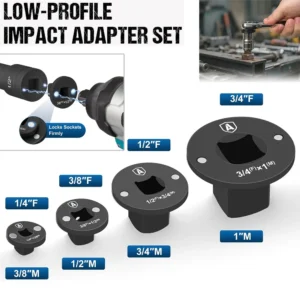 Generic 4PCS Stacked Drive Socket Adapter Set Impact Ratchet Converter Reducer Kit.
