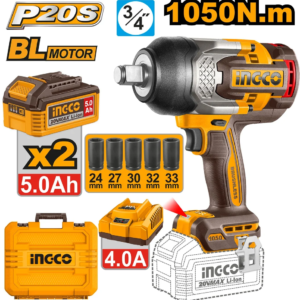 INGCO CIWLI201056 20V 1050nmcordless brushless impact wrench 3/4 inch square drive