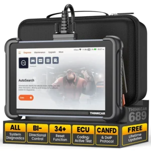 THINKCAR ThinkScan 689X Car OBD2 Scanner with 34 Reset Function, Scanner for Car with Active Testing Advanced ECU Coding BI-Directional, FCA Online Service