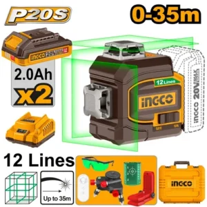 INGCO HLL3012165 20V 12 Lines Self Levelling Green Leveller 2X2.0ah.