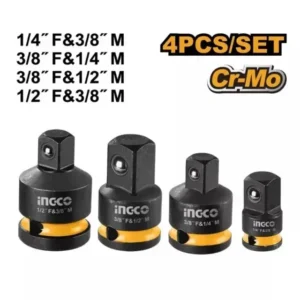 Ingco HKISAD12438 4Pcs Impact Socket Adapter Set.