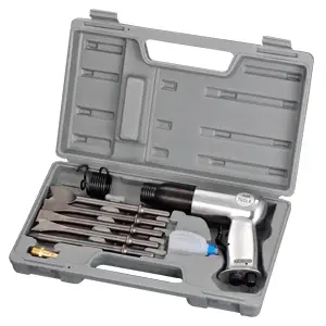 KROST Heavy Duty 190mm Pneumatic Air Hammer Set with 5 Chisels for Cutting, Chipping and Scraping for Industrial Use.