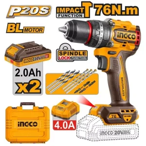 INGCO CIDLI207686 76Nm 13mm Cordless Brushless Motor Impact Drill.