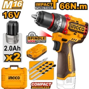 INGCO CIDLI166062 10mm Compact Brushless Cordless Impact Drill.
